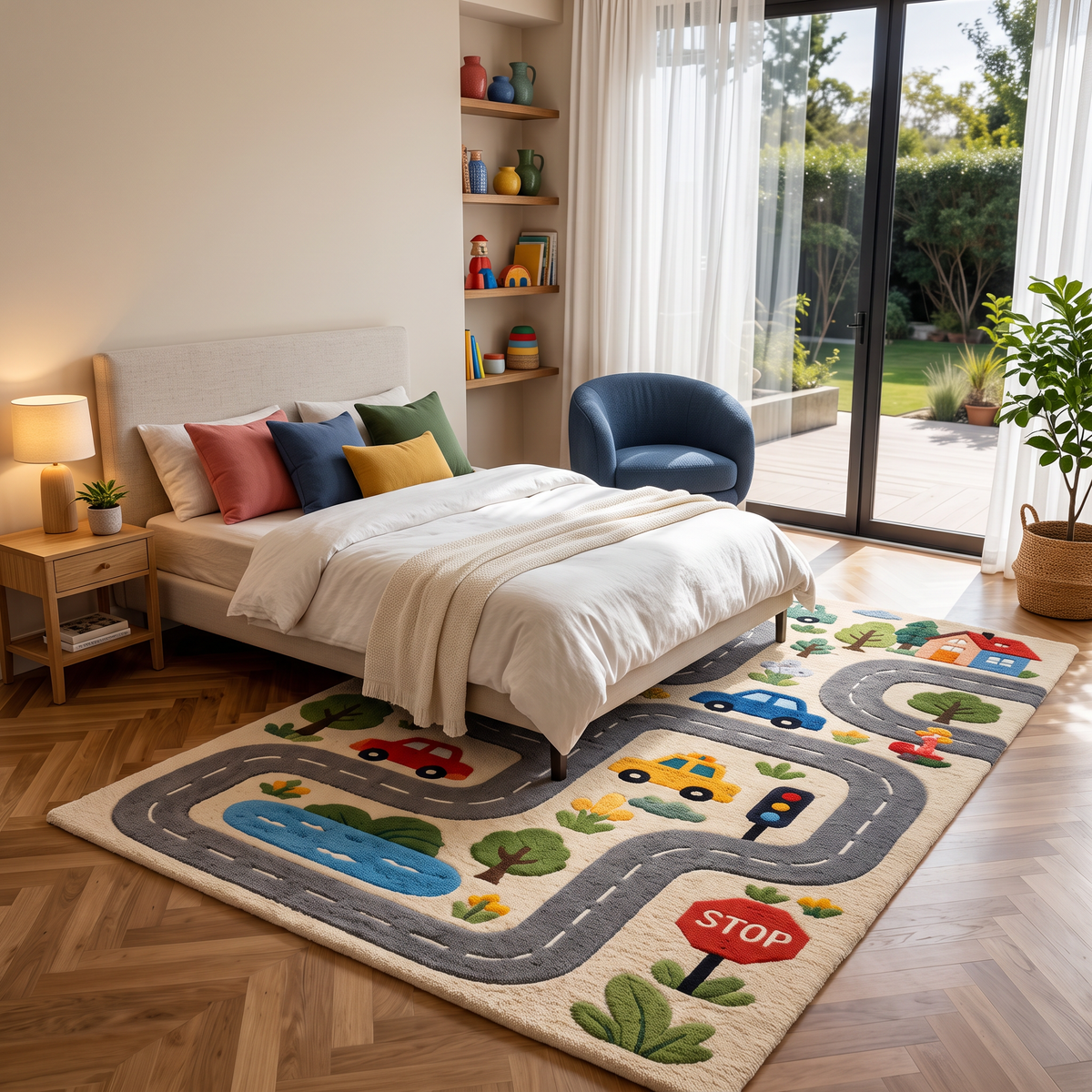 Multicolor Kids Wool Hand-Tufted Rug – Little Roadways | Haus of Weaves