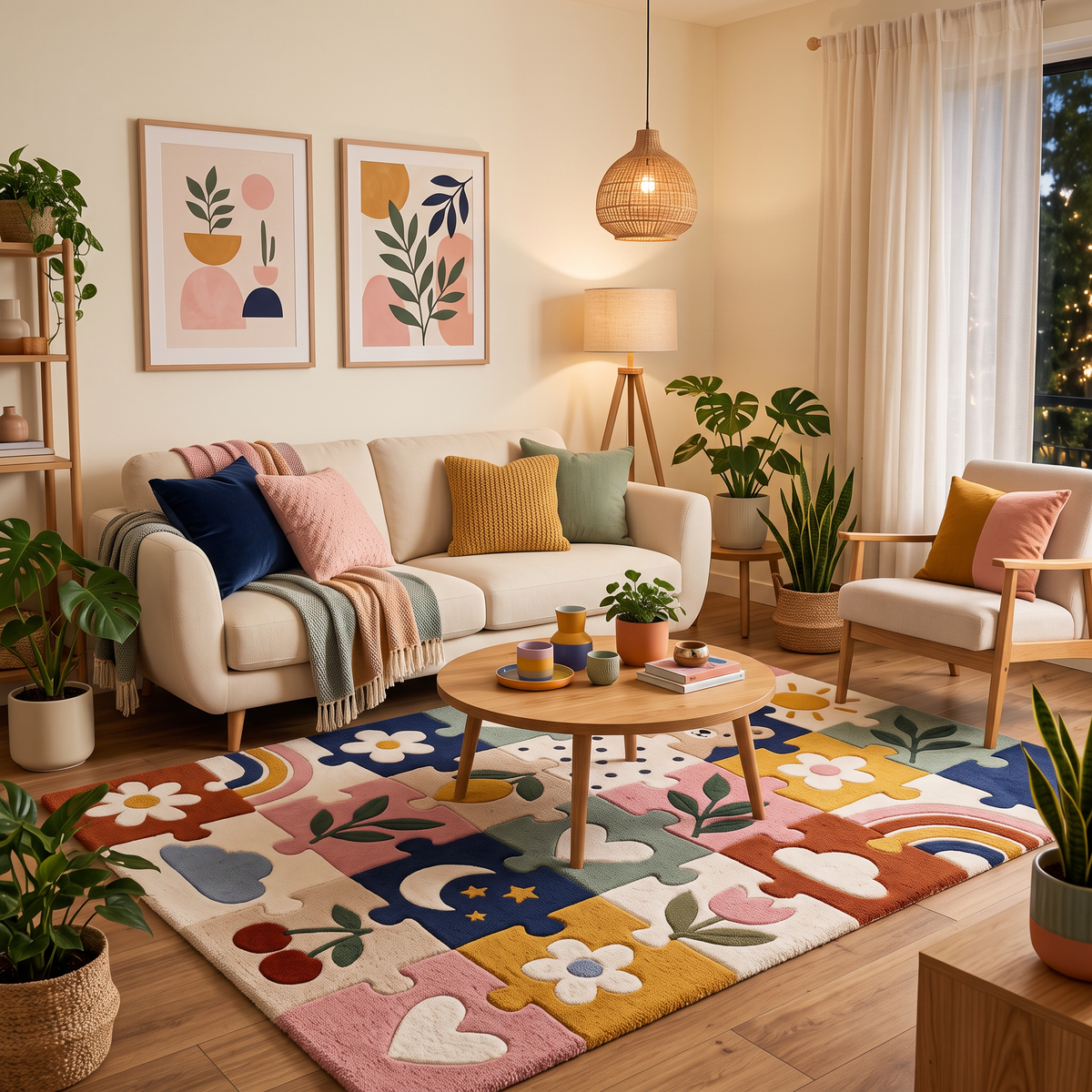 Multicolor Kids Hand-Tufted Wool Rug – Puzzle Garden | Haus of Weaves