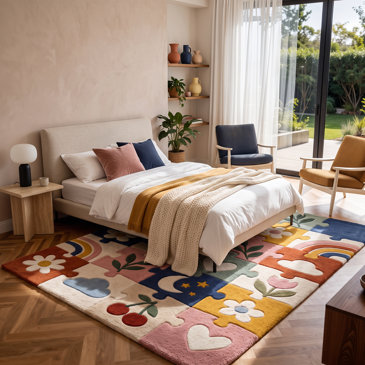 Multicolor Kids Hand-Tufted Wool Rug – Puzzle Garden | Haus of Weaves