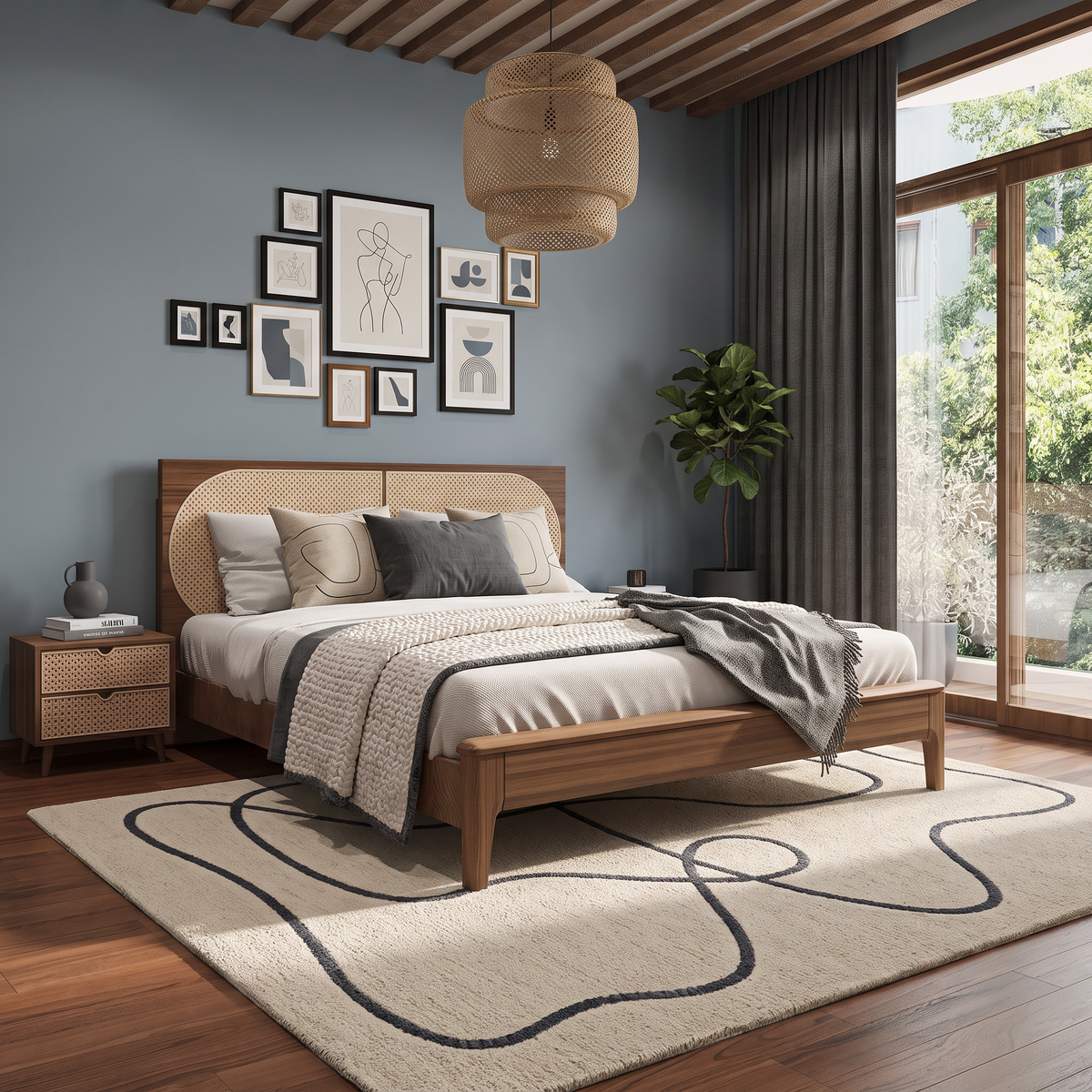 Contour Loop – Cream & Charcoal Abstract Line Area Rug | Haus of Weaves