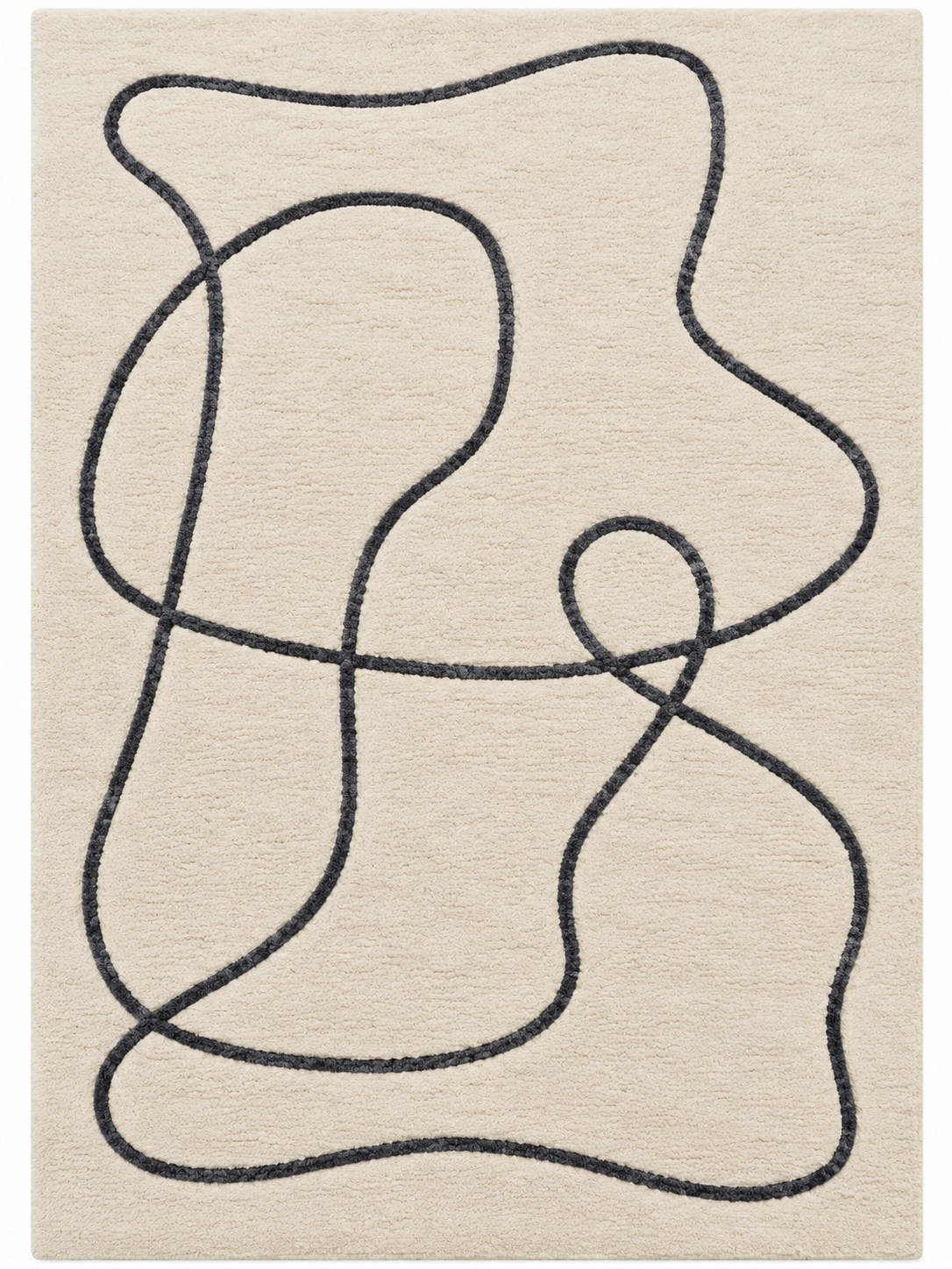 Contour Loop – Cream & Charcoal Abstract Line Area Rug | Haus of Weaves