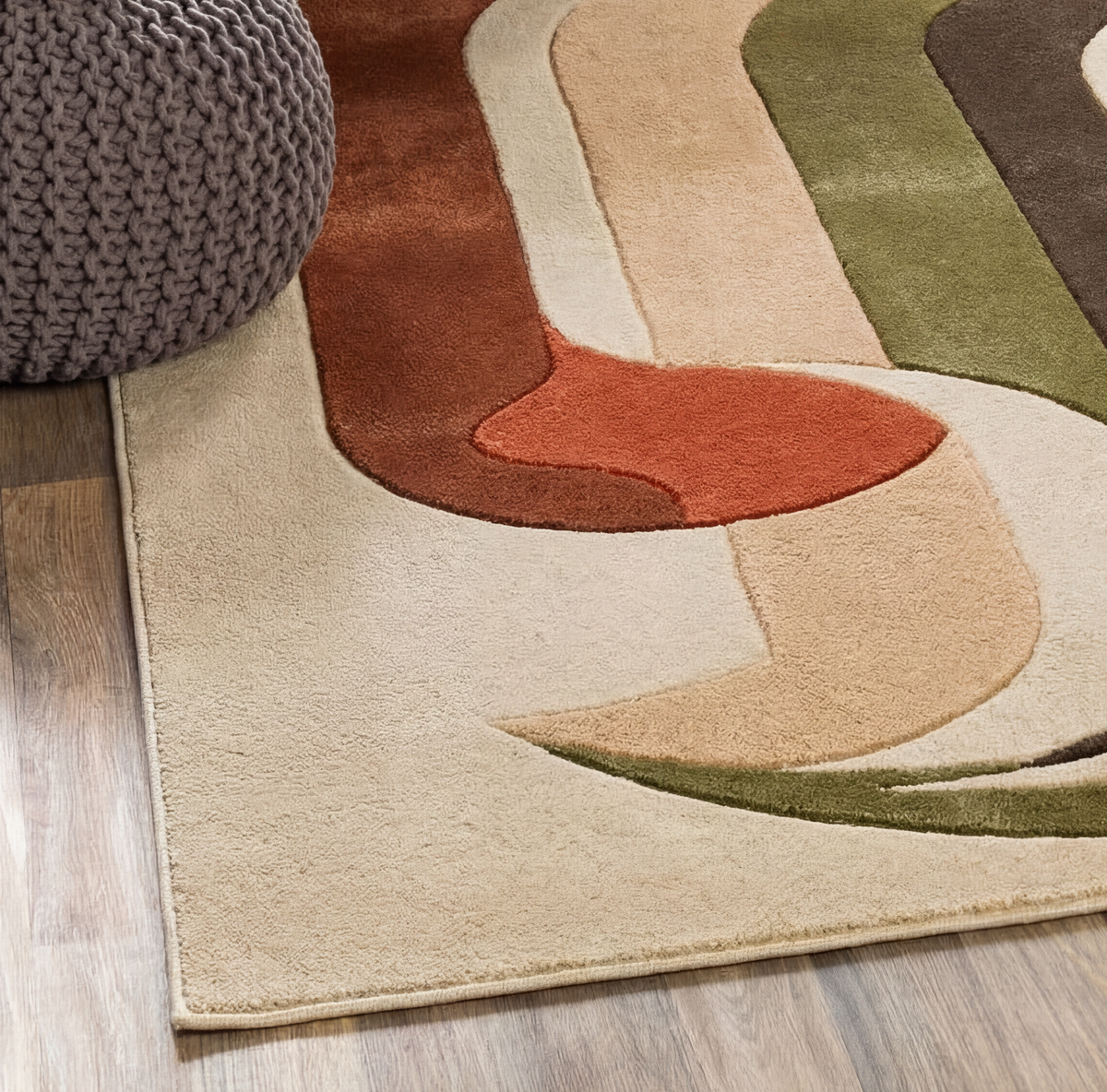 Arch Flow – Rust & Olive Organic Abstract Area Rug | Haus of Weaves