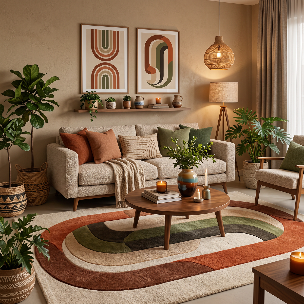 Arch Flow – Rust & Olive Organic Abstract Area Rug | Haus of Weaves