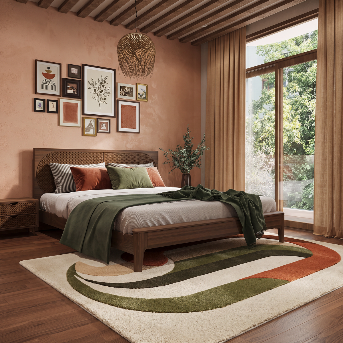 Arch Flow – Rust & Olive Organic Abstract Area Rug | Haus of Weaves