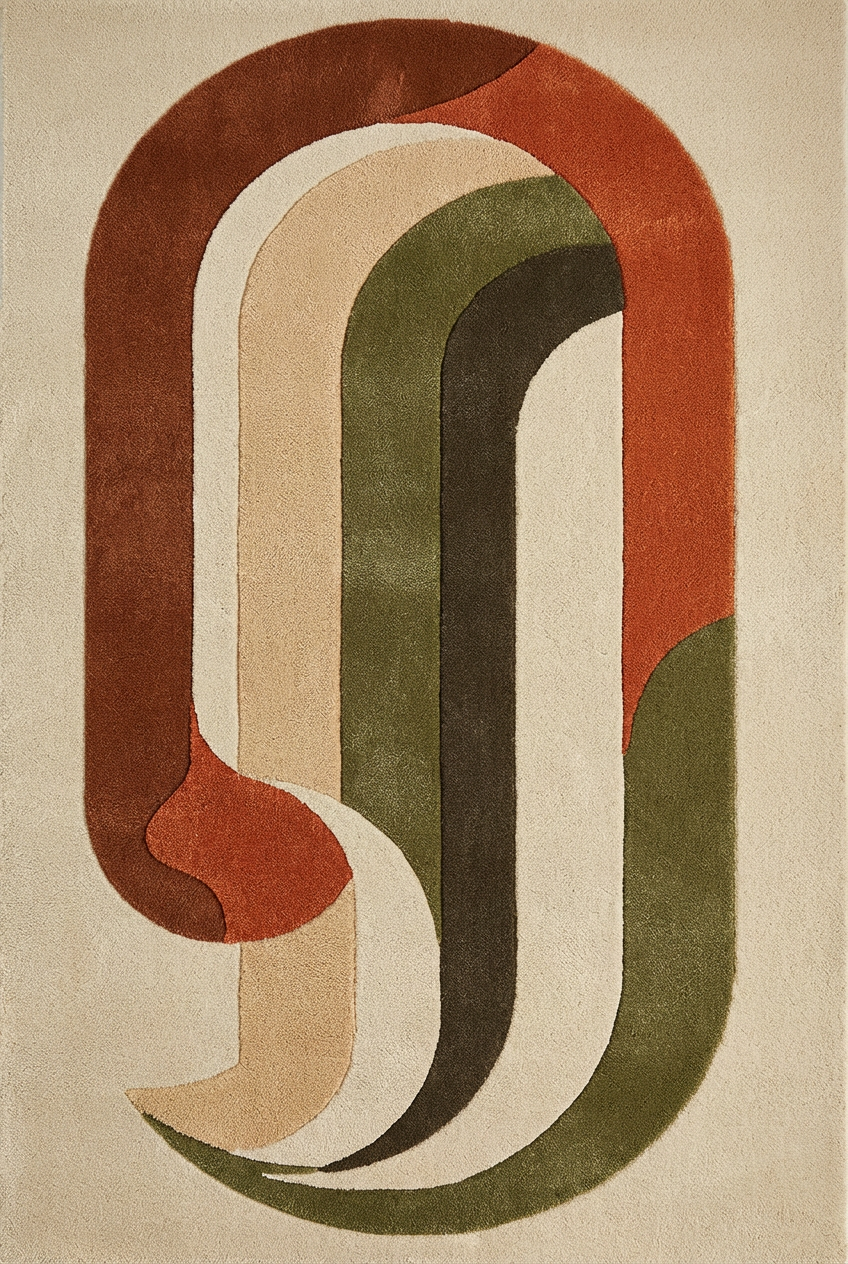 Arch Flow – Rust & Olive Organic Abstract Area Rug | Haus of Weaves
