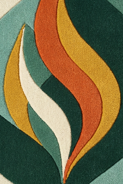 Verdant Flame – Green & Terracotta Organic Abstract Area Rug | Haus of Weaves
