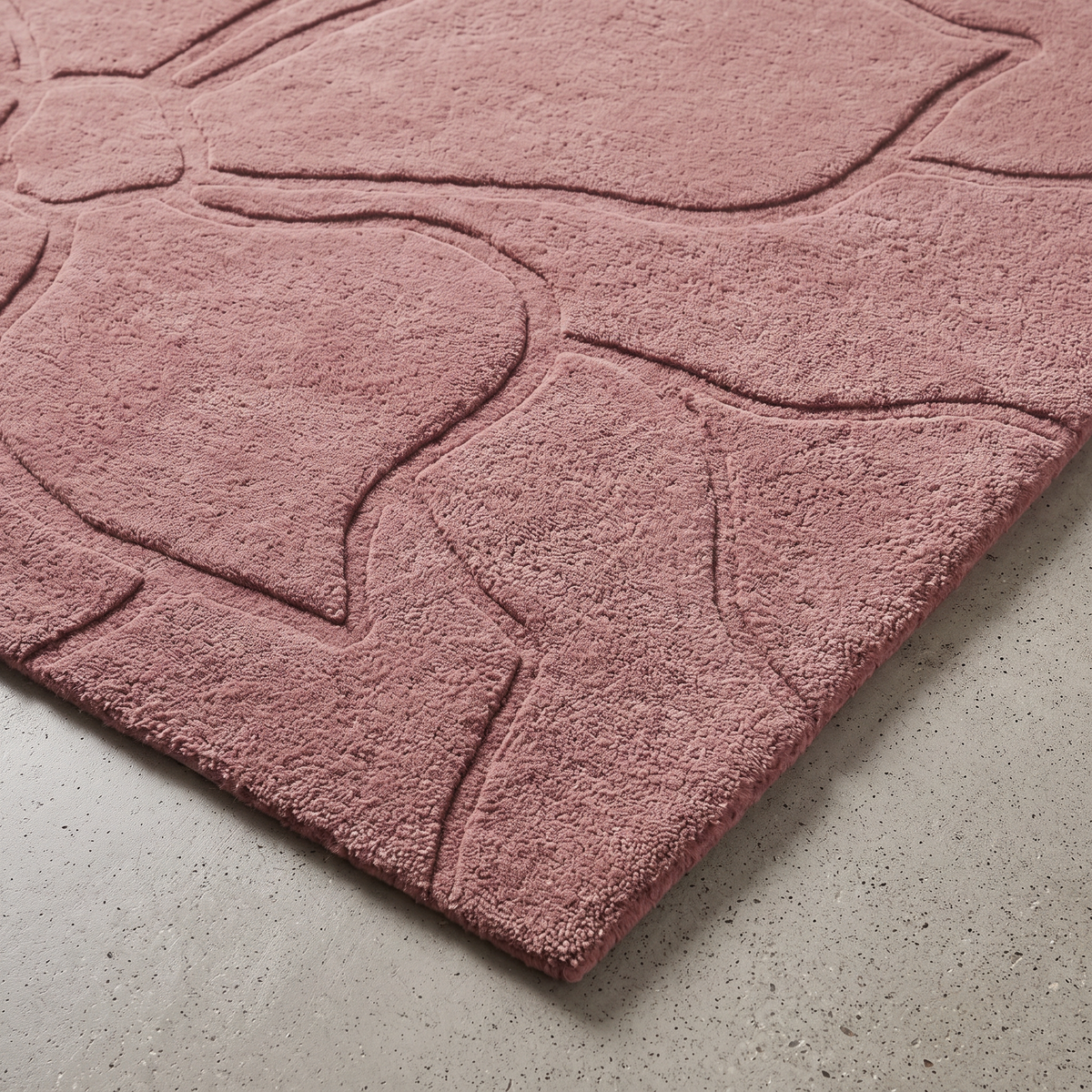 Petal Flow – Dusty Rose Sculpted Floral Area Rug | Haus of Weaves