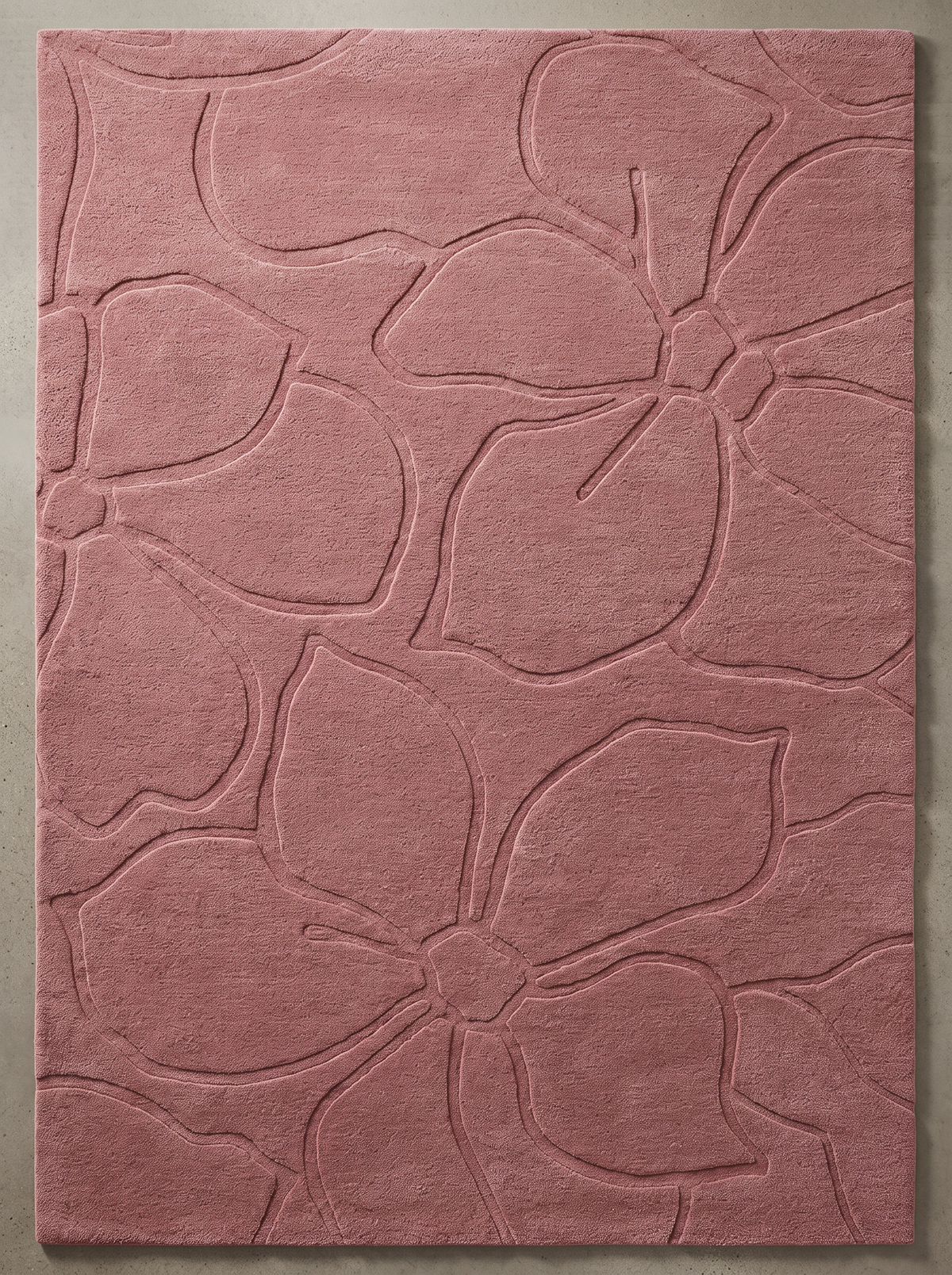 Petal Flow – Dusty Rose Sculpted Floral Area Rug | Haus of Weaves