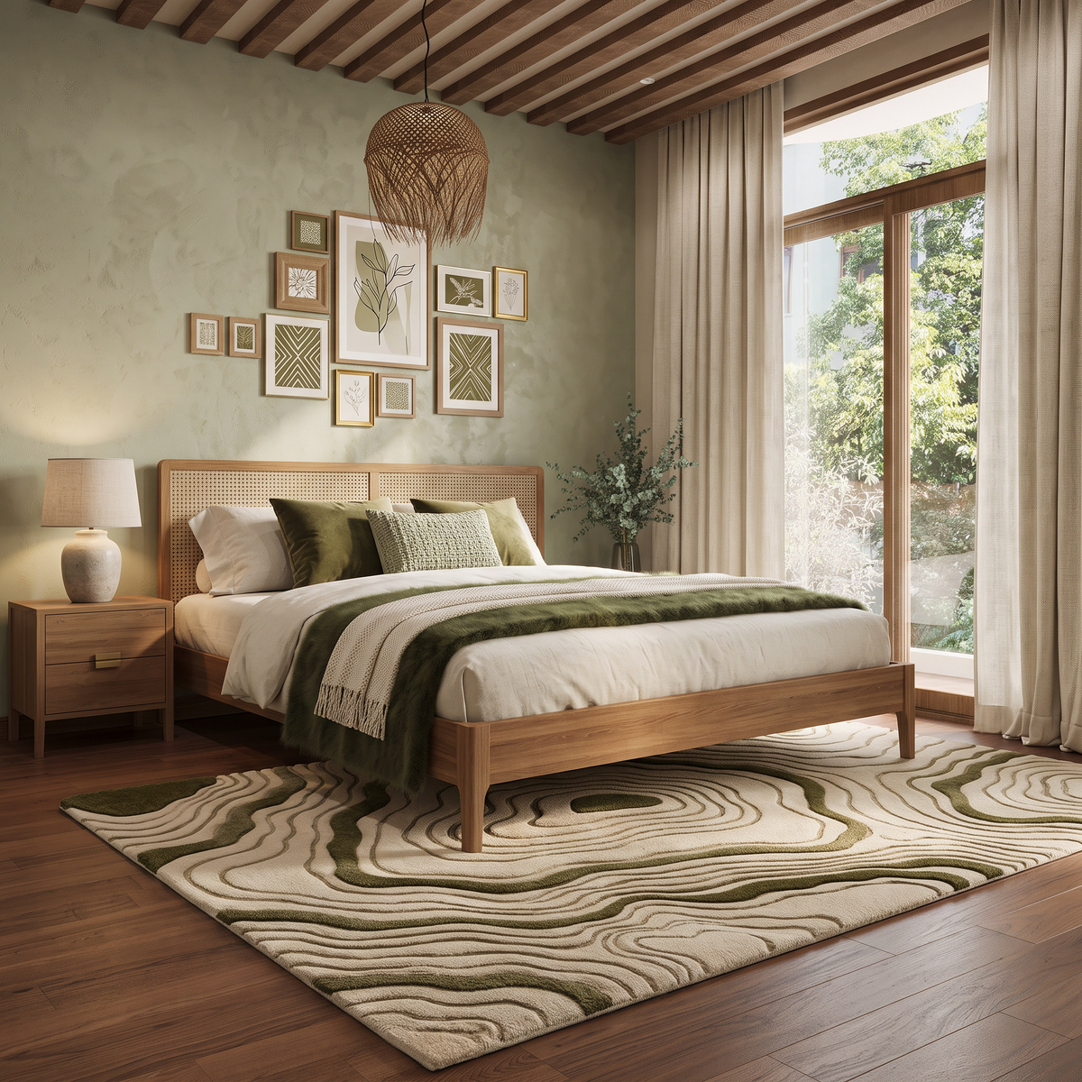 Terrain – Ivory & Olive Topographic Contour Area Rug | Haus of Weaves