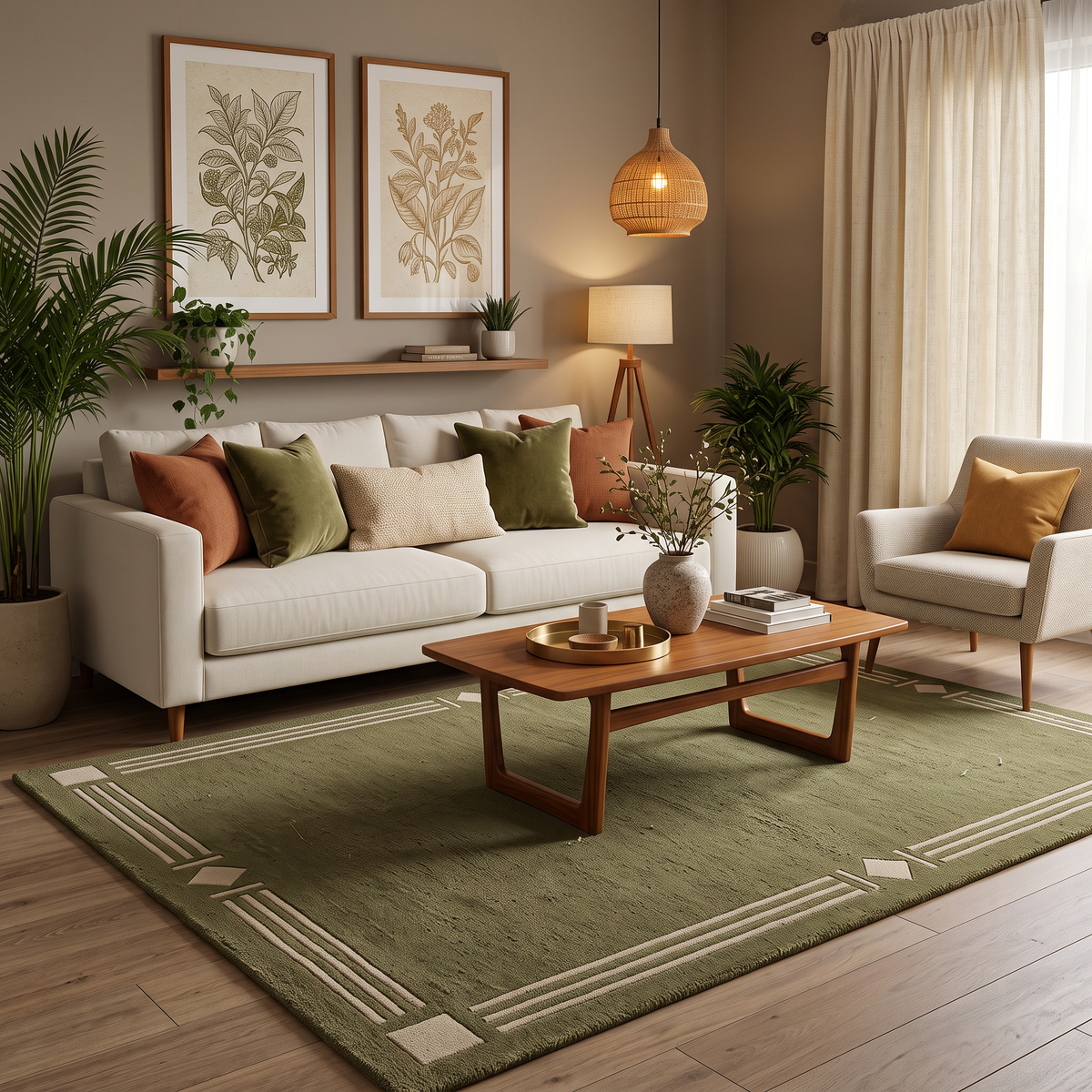 Olive Deco – Olive Green & Cream Art Deco Geometric Area Rug | Haus of Weaves
