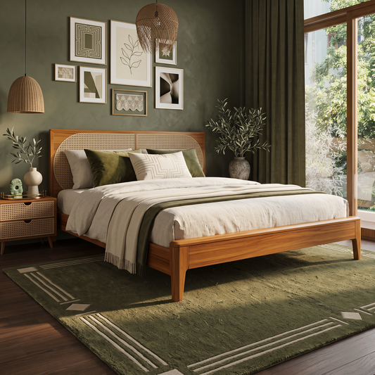 Olive Deco – Olive Green & Cream Art Deco Geometric Area Rug | Haus of Weaves