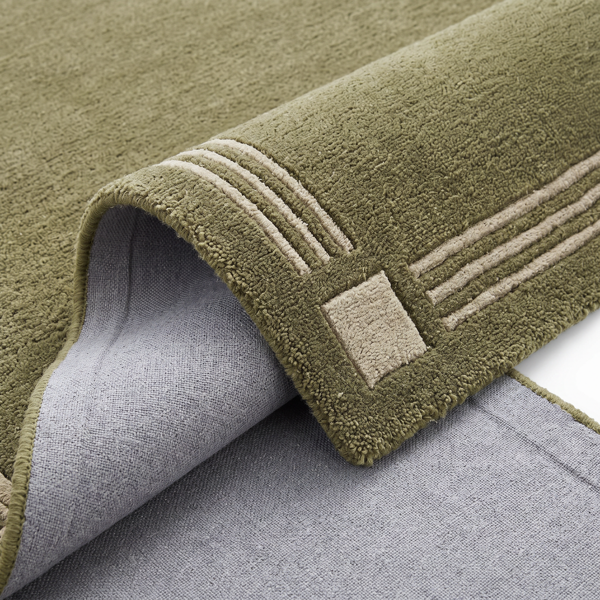 Olive Deco – Olive Green & Cream Art Deco Geometric Area Rug | Haus of Weaves