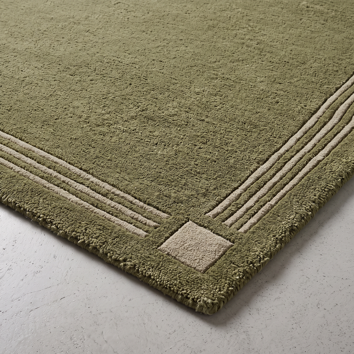 Olive Deco – Olive Green & Cream Art Deco Geometric Area Rug | Haus of Weaves