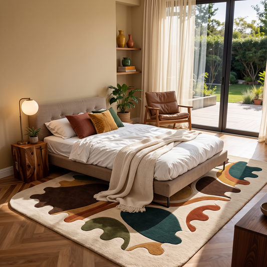 Mosaic Melt – Multicolor Organic Abstract Scalloped Area Rug | Haus of Weaves
