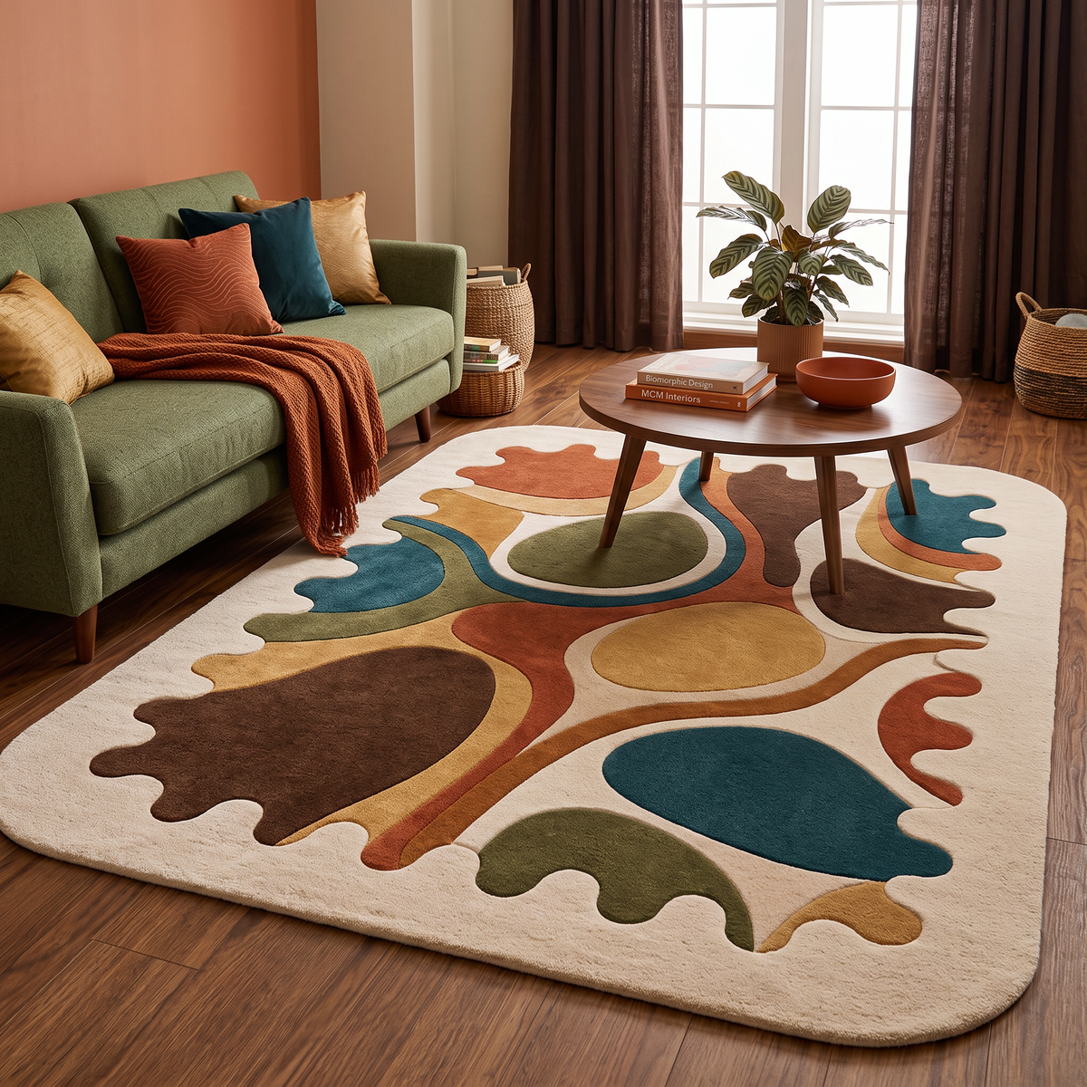 Mosaic Melt – Multicolor Organic Abstract Scalloped Area Rug | Haus of Weaves