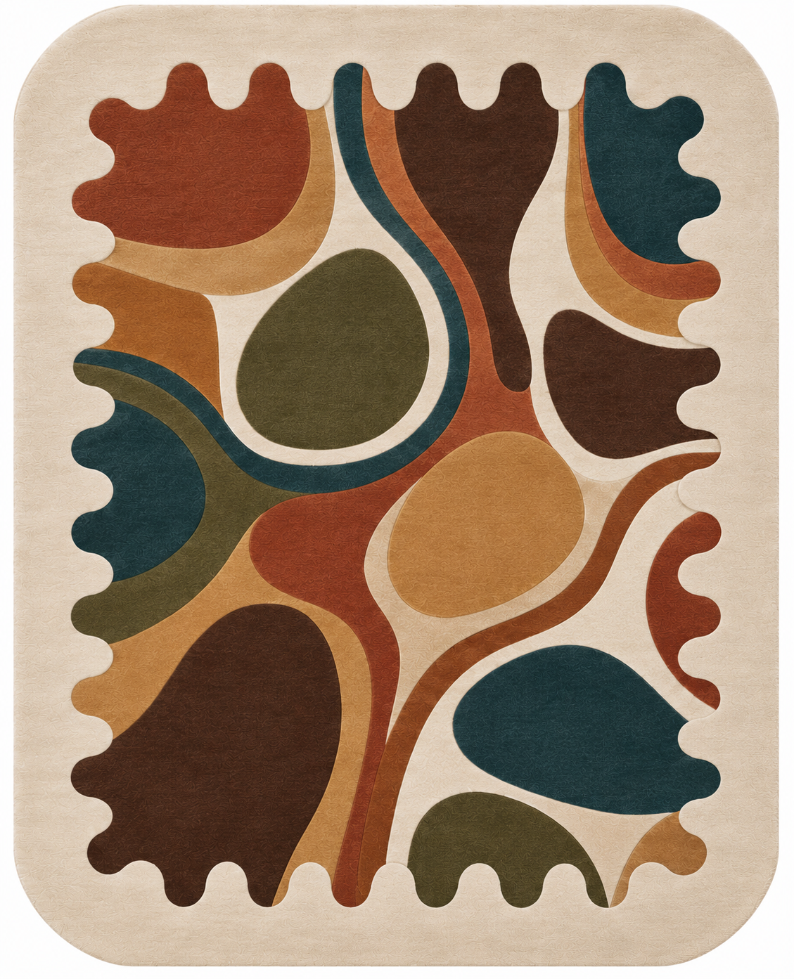Mosaic Melt – Multicolor Organic Abstract Scalloped Area Rug | Haus of Weaves