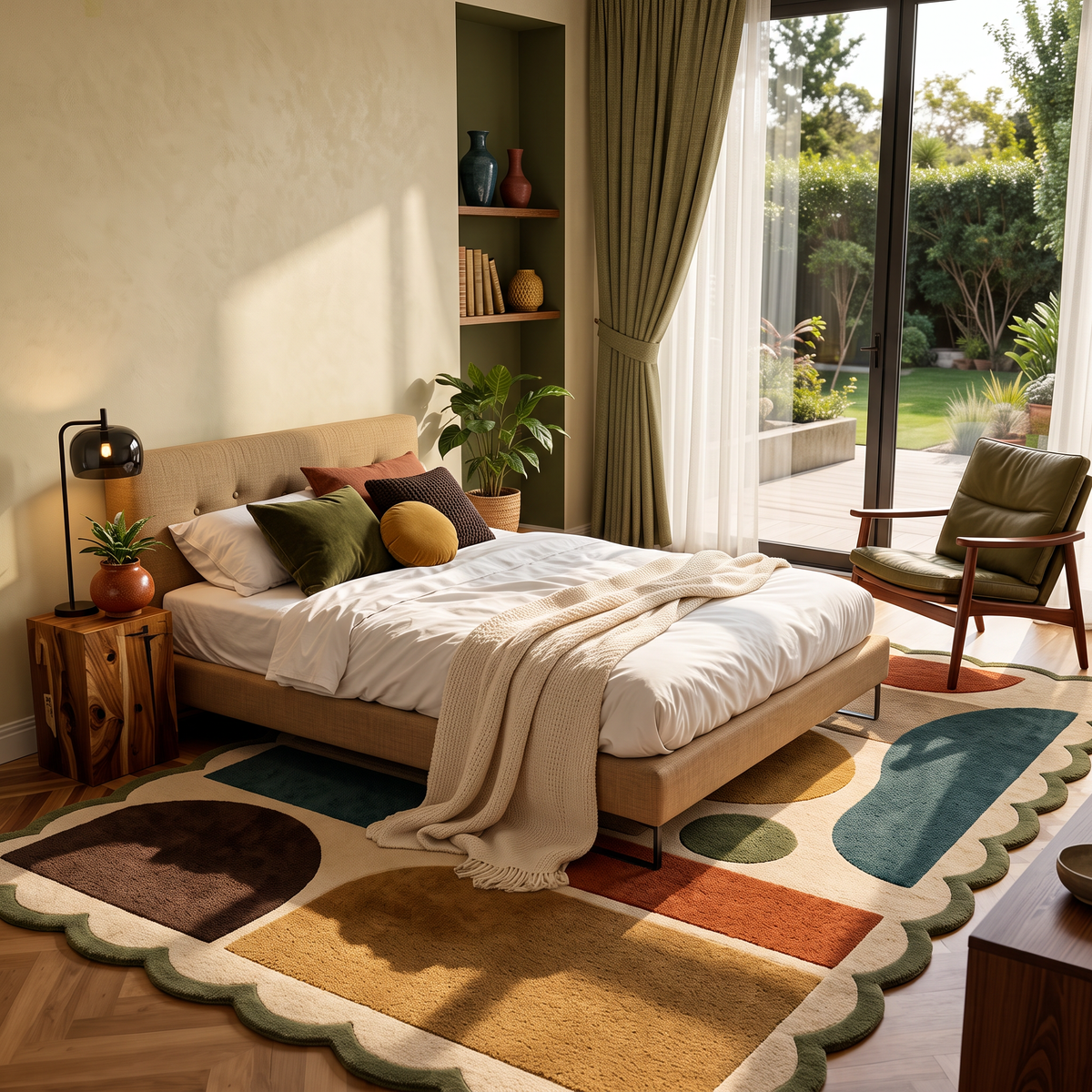 Scallop Grid – Multicolor Scalloped Geometric Area Rug | Haus of Weaves