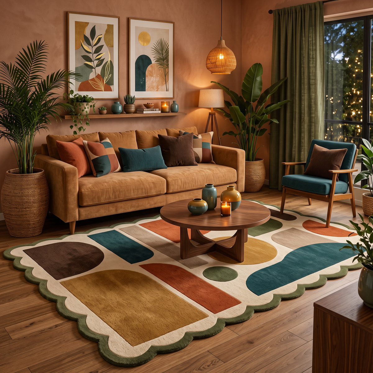 Scallop Grid – Multicolor Scalloped Geometric Area Rug | Haus of Weaves