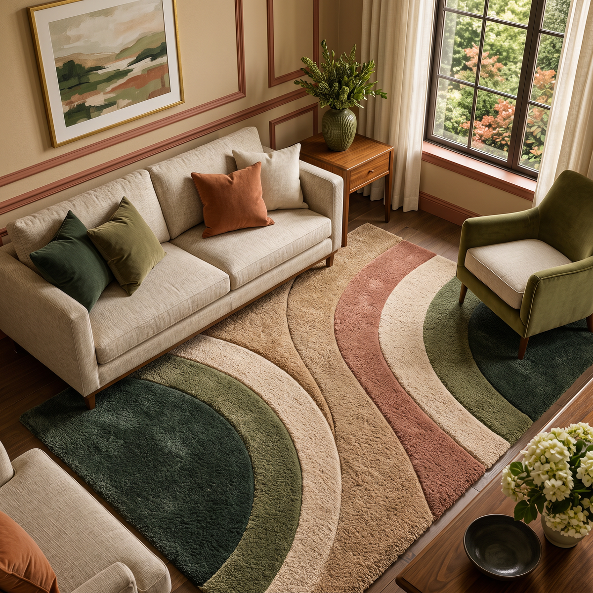 Canyon Arc – Retro Arched Shag Area Rug in Earthy Tones | Haus of Weaves