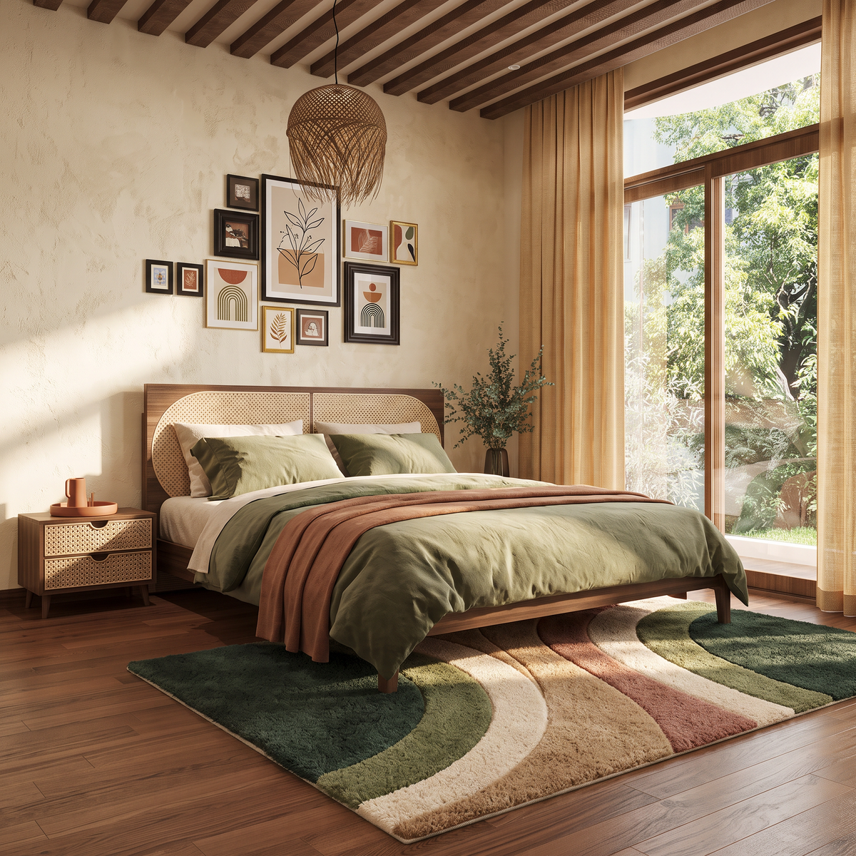 Canyon Arc – Retro Arched Shag Area Rug in Earthy Tones | Haus of Weaves