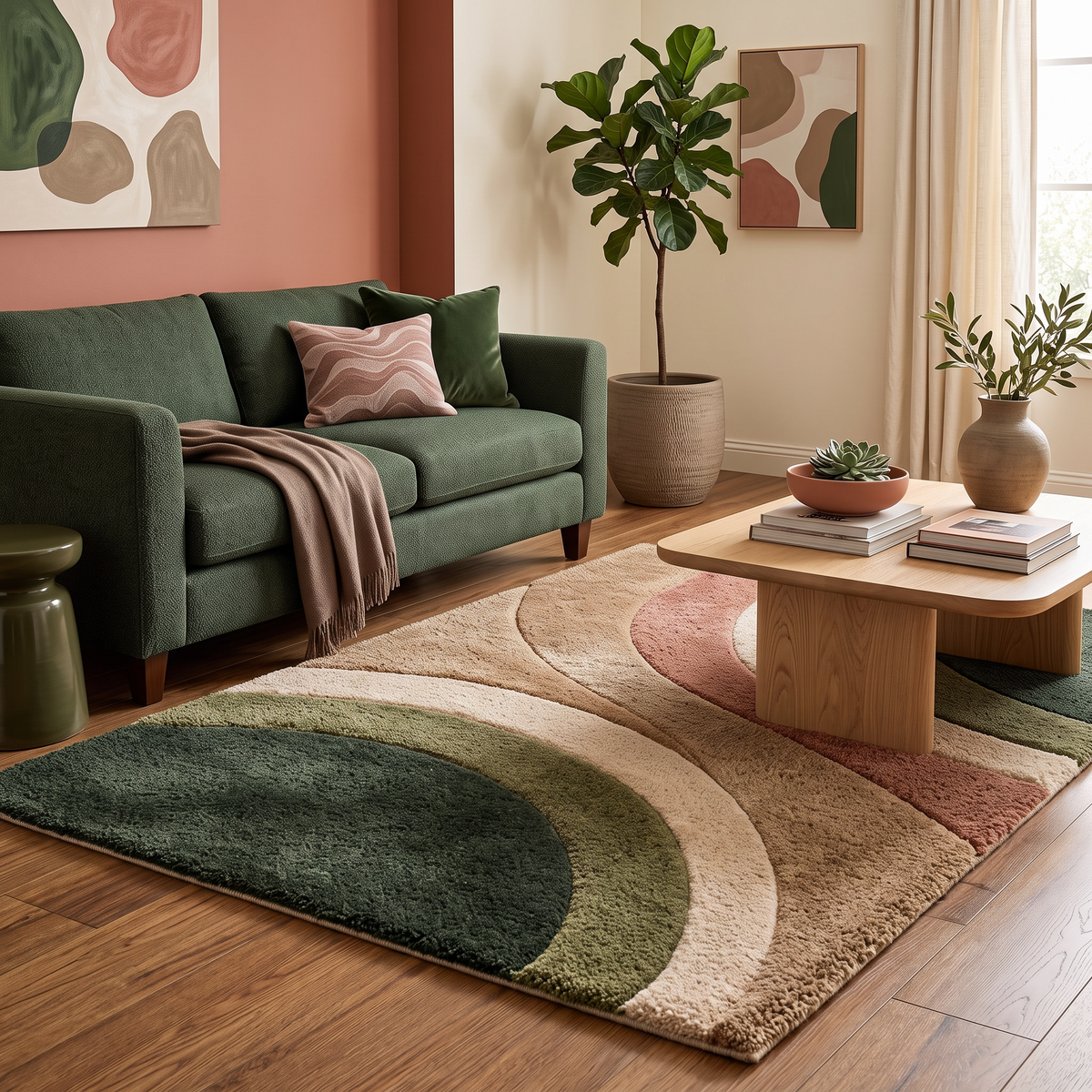 Canyon Arc – Retro Arched Shag Area Rug in Earthy Tones | Haus of Weaves