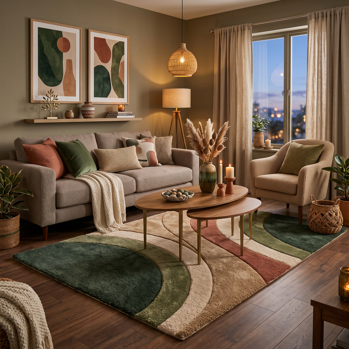 Canyon Arc – Retro Arched Shag Area Rug in Earthy Tones | Haus of Weaves