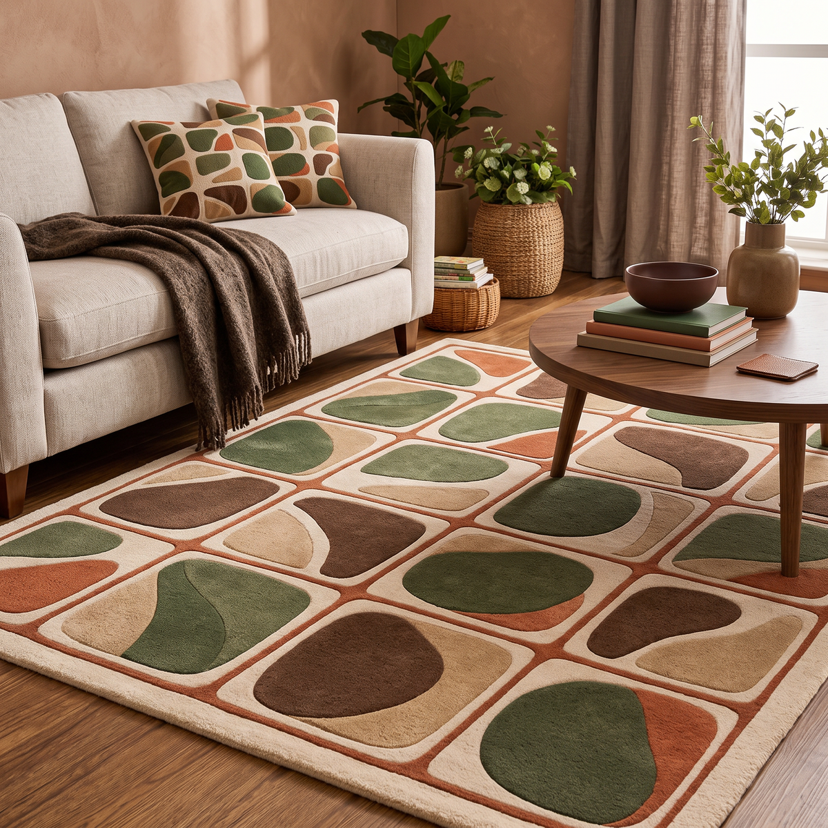 Mosaic Forms – Retro Geometric Abstract Area Rug | Haus of Weaves