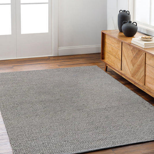 Orbis Shadow – Handmade Geometry Rug in Charcoal/Grey | Wool & Polyester |  Perfect for Bedroom, Living room and Hallway | Haus of Weaves