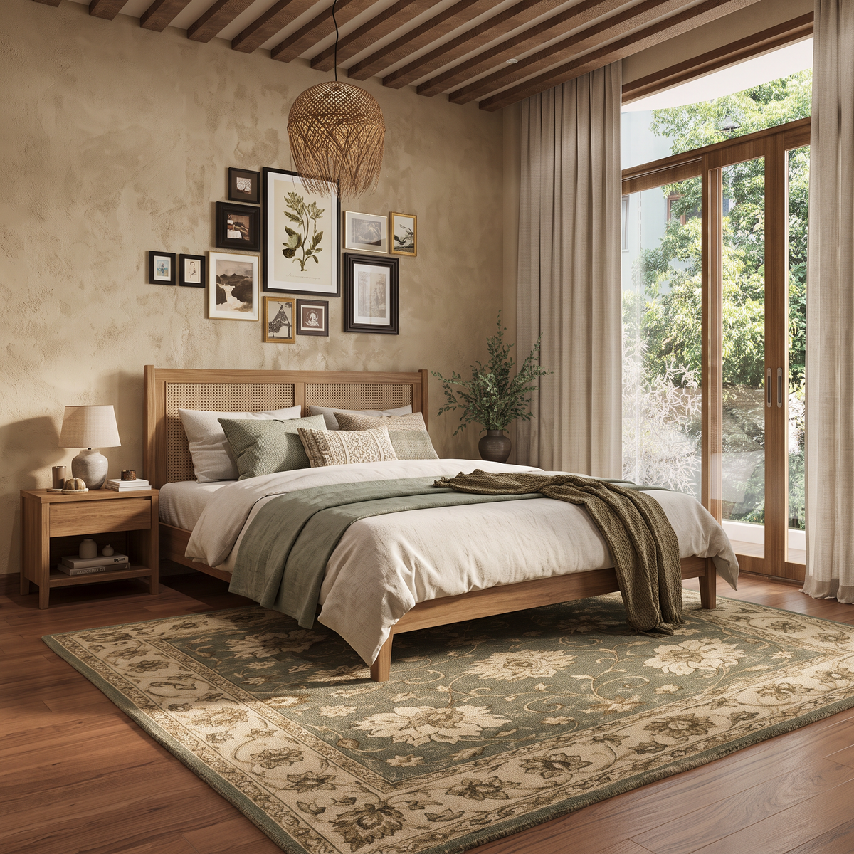 Vintage Floral - Olive Green and Beige Hand Tufted Wool Rug | Haus of Weaves