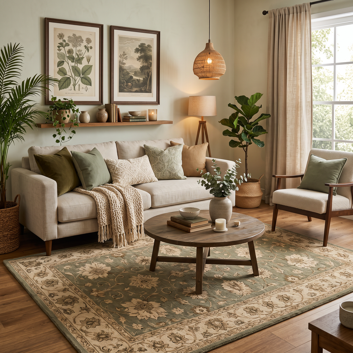 Vintage Floral - Olive Green and Beige Hand Tufted Wool Rug | Haus of Weaves