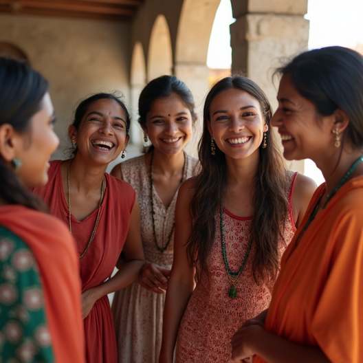 female artisans from india spending quality time at Haus of weaves